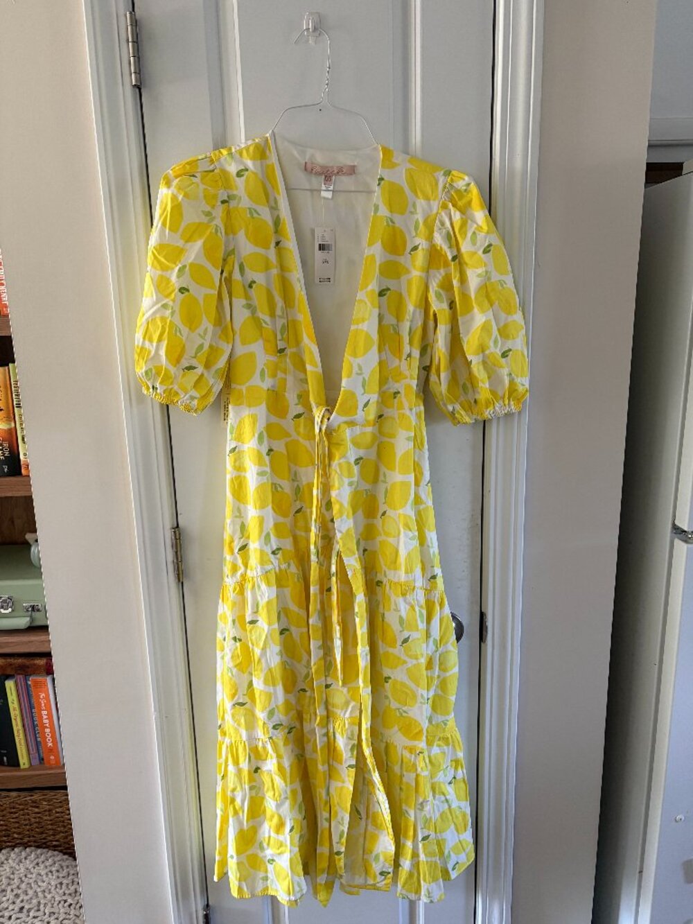 Anthropologie Hutch Lemon Print Maxi Dress Yellow White Green XXS NWT